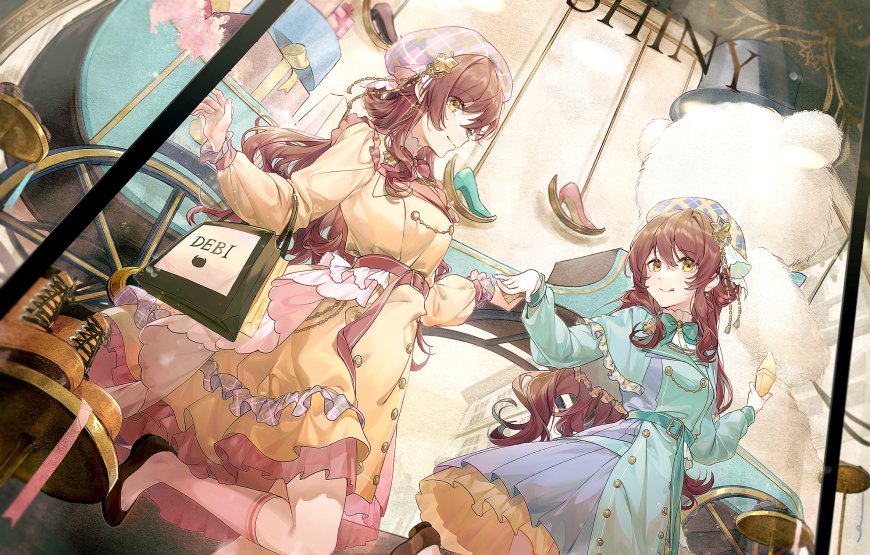 双马尾少女洛丽塔风甜美元气粉紫动漫电脑壁纸