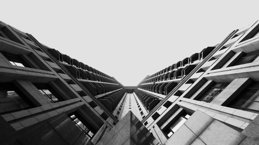现代主义建筑对称构图灰白几何线条城市建筑电脑壁纸