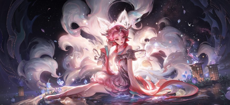 英雄联盟LOL阿狸星穹幻梦粉色长发少女梦幻动漫电脑壁纸