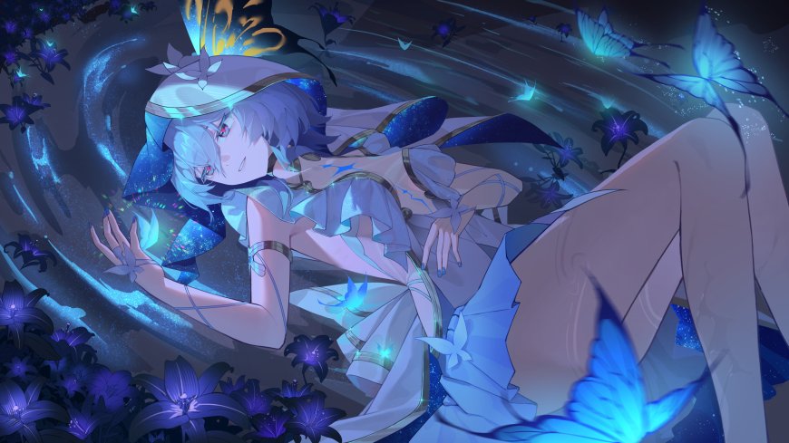 原神芙卡洛斯紫蝶舞少女梦幻蓝紫动漫电脑壁纸