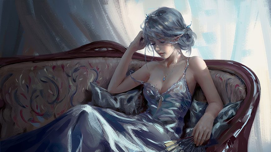 鬼刀漫画女主角海琴烟冰公主低胸裙原画壁纸