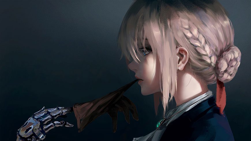 海琴烟鬼刀漫画原创手绘冰公主侧脸壁纸