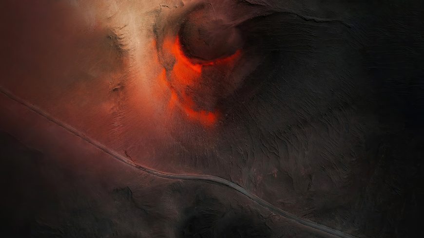 火山熔岩航拍俯瞰地貌自然奇观风景电脑壁纸